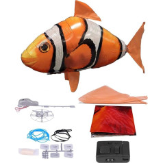 Syrisora Inflated Fish Flying Shark, Flying Shark Toy, Remote Control Flying Shark Inflated RC Inflatable Balloon Toy Shark Clown Fish Children's Gift (Orange Clown Fish)