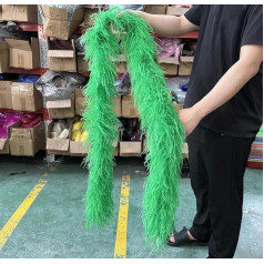 2 3 4 6 Layer Fluffy Ostrich Feather Boas for Carnival Clothing Sewing Accessories Wedding Dress Feathers Scarf Decoration Green 2 Ply