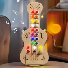 Montessori Toy Busy Board Baby from 1 Year with 11 LED 11 Light Switch, Activity Board Wooden Toy from 1 2 3 4 Years, Motor Skills Toy Sensory Learning Toy Children Boys Girls Gift