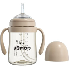 UBMOM Drinking Cup with Straw No Spill PPSU Learning Cup with Handle BPA Free 200ml Chocolate Brown