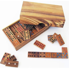 Dominos Double 9 Game with 56 Dominoes in a Solid Wood Box in CE Standards French Brand Le Délirant® Parlirant® Travel Game Easy to Store