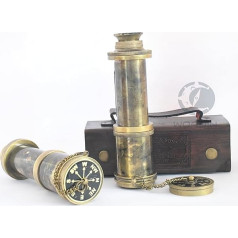 WOANIN 1915 London Brass Maritime 15x Vintage Pirate Spyglass Telescope - Functional Brass & Clear Vision Pirate Telescope - Wonderful Gift for Nautical Decor Lovers (Militry Telescope)