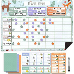 Belohnungstabelle für mehrere Kinder, 43,2 x 30,5 cm, trocken abwischbar, magnetische Verantwortungsdiagramm, Aufgabendiagramm, Verhaltenstabelle, Sternkarte für Kleinkinder, große Größe mit