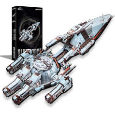 3D Puzzle Metal Spaceship Blue Space, Three-Body Problem Space Combat Ship Craft Model Kits for 340 Stainless Steel, 3D Puzzles Model Kit Adults, Gift, Decoration, 259 Pieces