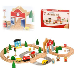 Wooden Train Children's Train Toy Set for Toddlers, Railway Wooden Train Toy from 2 3 4 5 6 7 8 Years Compatible with Thomas, Brio, Melissa - Boys Girls Gift Birthday Christmas