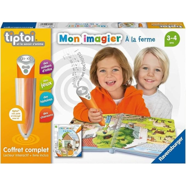 Ravensburger 4005556000357 Coffret Complet Lecteur Interactif + Livre à la Ferme Animals Tiptoi Complete Set with Interactive Reader and Book My Imagier on the Farm