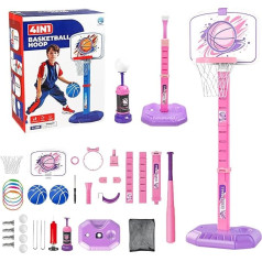 Basketball Hoop, Children's Basketball Hoop, 4-in-1 T Ball Set and Ring Game, Outdoor Sports Toys, Ball Game for Indoor, Chidlren Room, School