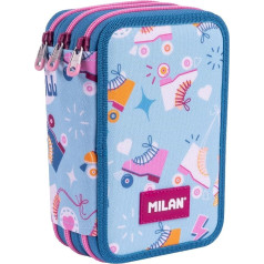 MILAN® Roller 2 Series 3 Tier Pencil Case, Blue, Mustard and Pink, Pencil case for school