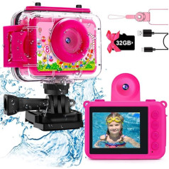 GKTZ Gift for Girls 3-12 Years Old, Children's Camera Waterproof with 32GB SD Card, 20MP & 1080P HD Selfie Digital Camera Children, Camera Children's Underwater Camera