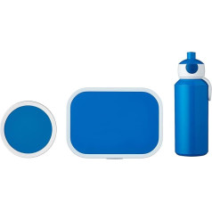 Mepal - Campus Lunch Set - Lunch Set for Children with Pop-Up Drinking Bottle, Lunch Box & Fruit Box - Lunch Set for School or On the Go - Dishwasher Safe & BPA-Free - Blue