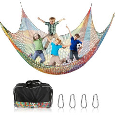 MENAYODA Climbing Net Playground, Heavy Duty Double Layer Protective Net Children's Climbing Frame Swing, Climbing Net Children's Fall Protection Net for Playground Outdoor Indoor Garden (Iridescent,