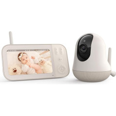 nooie Baby Monitor with Camera 5 Inches, Video Baby Monitor with Camera without WiFi, Baby Monitor with 4000 mAh Battery, 720P HD Night Vision, Two-Way Audio, Lullaby, Temperature Sensor, Pan Tilt