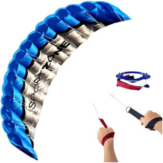 Touch the sky 254 cm Dual Line Stunt Parafoil Drachen | Fallschirmdrachen für Kinder & Erwachsene | Powerdrachen Strand Sommer Fliegen Outdoor Aktivität | Strings Handgelenkbänder