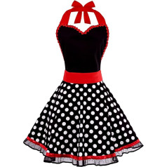 Violet Mist Vintage Apron for Women with Pockets Girls Cute Polka Dot Retro Stylish Apron Sexy Dress 50s Apron for Kitchen