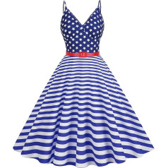 Women's 50s 60s Vintage Sleeveless Polka Dot Cocktail Swing Dress Retro Audrey Hepburn Patchwork Midi Evening Rockabilly Dress