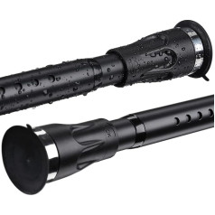 Inflation Shower Curtain Rod 105-223 cm, No Hole Stainless Steel Matte Black Shower Rods for Bathroom, Adjustable Never Rust 1 Inch Diameter Shower Rod for Stable Closet Windows RV