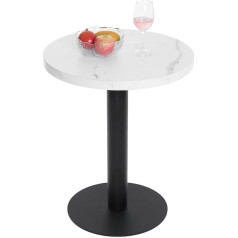 Mingone Dining Table Small Round Kitchen Table 60 cm Dining Room Table with Marble Table Top Round Table with Metal Leg for Living Room Balcony Dining Room, White