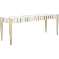 Safavieh Home Amalia 47-Inch Off-White and Light Oak Leather Weave Bench