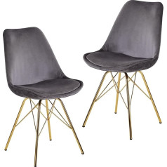 Finebuy Möbel Zum Wohlfühlen FineBuy Dining Room Chairs Set of 2 Velvet Kitchen Chairs with Golden Legs Scandinavian Design Upholstered Chair with Fabric Cover