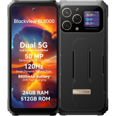 Blackview Outdoor Smartphone Dual 5G BL8000, Dimensity 7050 24GB + 512GB, 50MP Camera, 6.78 Inch 2.4K Dual Screen, 8800 mAh Battery 33W Fast Charge, IP68 Mobile Phone Without Contract, NFC GPS OTG