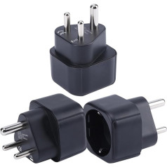 Europe to India/Sri Lanka Plug Adapter, EU Schuko Plug Fit to India/Sri Lanka Socket, Europe/Germany/French Type C/E/F Plug to Type D Travel Plug Converter (Pack of 3)