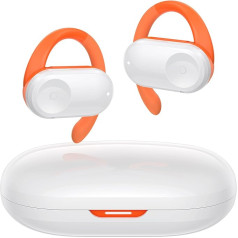 Open Ear Headphones Bluetooth 5.3, Wireless Headphones Sports Headphones, Adjustable Volume, 50 Hours, Dual Speakers, Pure Sound Quality Earphones for Sports, Office, Leisure, White