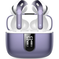 Bluetooth Headphones, In-Ear Headphones, Wireless Bluetooth 5.3 with 50H Deep Bass, 2024 Wireless Headphones, Noise Cancelling Earbuds with 4 ENC Mic, IPX7 Waterproof Earphones, USB-C, Phantom Purple