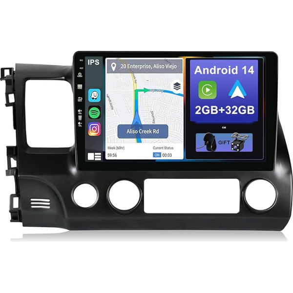 YUNTX Android 12 Car Radio for Honda Civic (2004-2011)-[Integrated CarPlay/Android Car/GPS]-10.1 Inch IPS 2.5D Touchscreen Free Camera DAB/Steering Wheel Control/MirrorLink/Bluetooth 5.0/WiFi/USB/4G