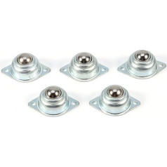 Roller Ball Transfer Bearing 5 Pieces Rotation Universal Ball Castors Metal Iron Steel Mini Swivel Castors Ball Transfer Unit 2 Holes