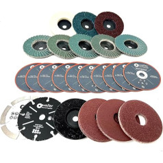 Wellerwerkzeuge I XXL Accessory Set Diameter 76 x 10 mm Suitable for Mini Battery Angle Grinder e.g. Bosch GWS 12 V 10.8 V Cutting Discs Flap Discs