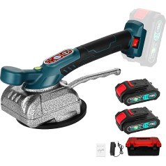 ANBULL Tile Vibrator Leveling Machine, 5 Speeds, Hand Tile Vibration Tile Leveling Machine, Automatic Tile Leveling Machine (2 Batteries) (Navy Blue)