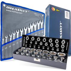 Inch Socket Spanner Socket Box + Inch Jaw Ring Key Harley Tool – 36 Pieces