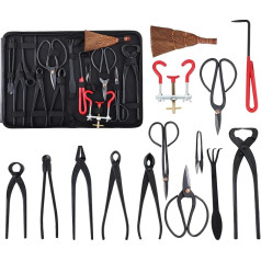Holzsammlung Garden Tool Set, 14 Pieces Heavy Duty Carbon Steel Gardening Kit with Secateurs, Bonsai Scissors, Tweezers, Bonsai Starter Tools Set for Bonsai Beginners #C