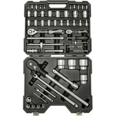 Socket Spanner Set 1/4 + 1/2 + 3/4 Inch Filled with Ratchet and Hex Inserts Professional Tool Box Car Tool Screwdriver Set No. 3980 Giant WGB