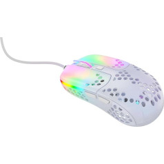 Xtrfy MZ1, Ultra Light Wired Gaming Mouse, Pixart 3389 Sensor, Unique Shape for Optimal Aiming, Adjustable RGB Lighting, White Rail Edition