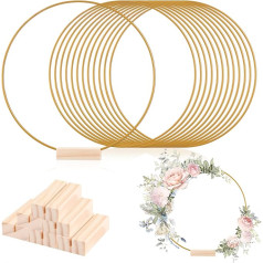 CYEER Pack of 12 Metal Rings for Crafts, 25 cm, Metal Ring with Base, Decorative Ring with Base, Gold Metal Ring, Rings for Crafts, Decorative Rings, Macrame Decoration for DIY, Wedding, Table