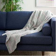 Safavieh Home Collection THR227A-5060 Cassian Grey/Pink Stripe Sofa Chaise Lounge Club Chair Living Room Bedroom Decorative Throw Blanket 50 x 60 Inch