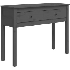 Makastle Console Table with 2 Drawers, Slim Hallway Table, Sofa Table, Dressing Table, Side Table for Living Room, Hallway and Sofa, Grey, 100 x 35 x 75 cm, Solid Pine Wood