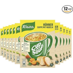 Knorr Cup a Soup Chicken Soup with Noodles, Fast Noodle Soup without Dyes and No Flavour-Enhancing Additives, 12 x 3 Servings