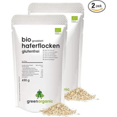 Organic Oatmeal Gluten-Free, Large Leaf, Kerny, Breakfast Cereal, for Porridge, No Sugar GreenOrganic (2 x 450 g)