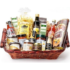 Gift Basket / Gift Basket Delicatessen Galactic with Pasta, Sauces, Oil, Vinegar Cream, Mustard, Syrup, Chocolate, Good as: Gift Basket for Customers, Anniversary Gift Basket or Gift Basket Luxury