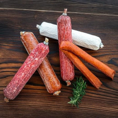 Wurstbaron® - Gourmet Salami Sausage Tasting Pack from Bavarian with Bavarian Specialities - 4 Varieties Salami & 2 Landhunters - 750 g