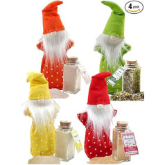 direct&friendly | Gnome Salt Gift Set | Colourful Salt Gnome | 4 Gnome Bags with 4 Different Organic Salt Mixtures (Set of 4)