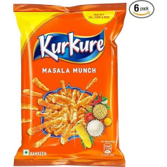 Kurkure Masala Munch - Pack of 6 | Crispy Snack from Dal, Corn & Rice | Vegan & Vegetarian | Intensely Seasoned for a Distinctive Taste Experience