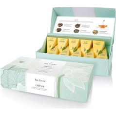 Tea Forte Lotus Presentation Box, 10 Organic Tea Pyramids, Black Tea, Oolong Tea, Green Tea, White Tea and Herbal Tea by Tea Forté