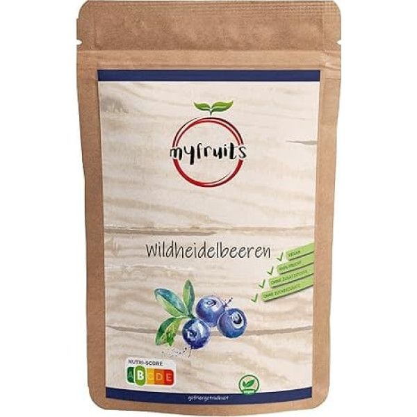 myfruits Wild Blueberries, Freeze Dried, 300 g, No Additives, 100% Wild Blueberries, Freeze Dried Fruit for Cereal or Snack