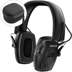 awesafe Electronic Shooting Earmuffs with Hard Travel Storage Bag, GF01+ Noise Reduction Sound Amplification Electronic Hearing Protection, Hearing Protection, NRR 24dB, Ideal for Shooting and Hunting