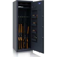 SafeHero Weapon Cabinet Class 0 EN 1143-1 Secureo Hawk 16 XL Weapon Cabinet 0 for 16 Long Weapons Long Weapon Cabinet with Key Lock Approved Weapon Cabinet Long Guns Short Guns + Ammunition