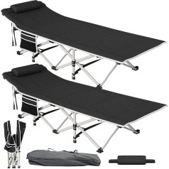 YITAHOME 2 x Folding Camp Bed for Adults, Robust Camping Bed with a Load Capacity of 260 kg, Strong Frame with Thicker Tubes, Camp Bed with Carry Bag for Travel/Office/Outdoor, Black