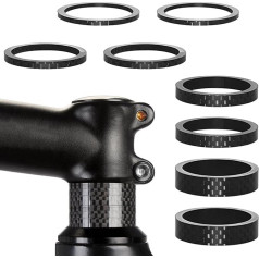 EMVANV 8 Stück Fahrrad-Abstandshalter, Kohlefaser, Rennrad, Headset, Abstandshalter, Fahrrad-Vorderradgabel, Vorbau-Abstandshalter, professionelles Fahrradzubehör, 2/3/5/8 mm (schwarz)